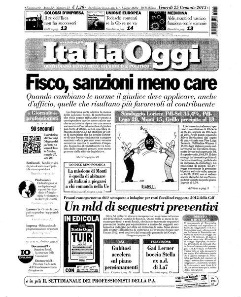 Italia oggi : quotidiano di economia finanza e politica